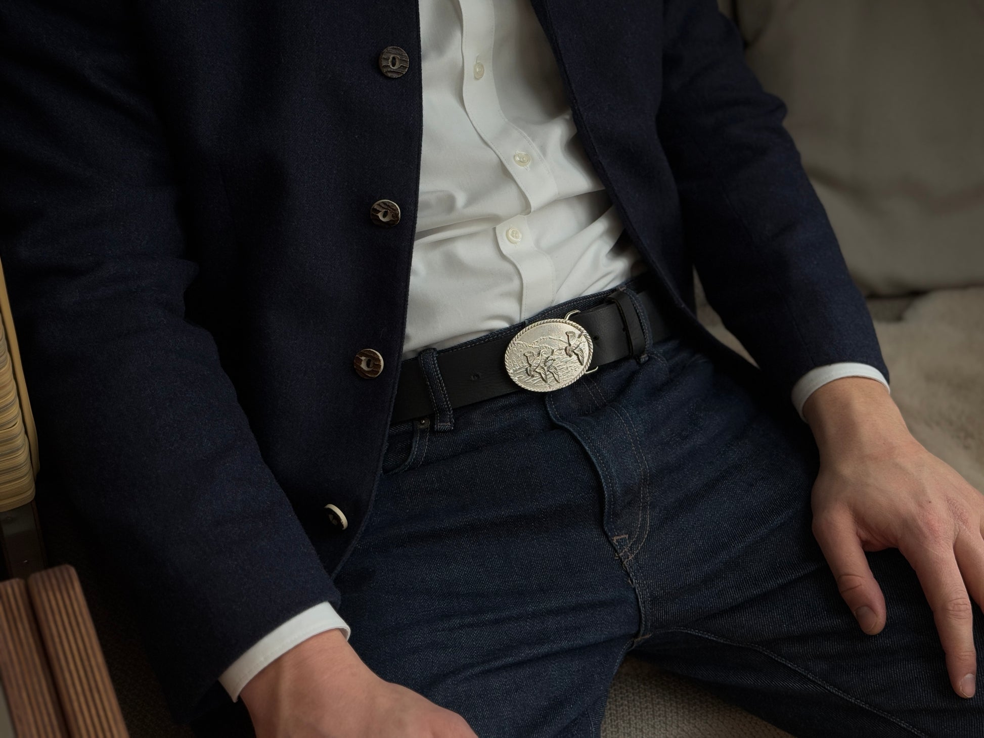 Gürtelschnalle für Tracht in silber